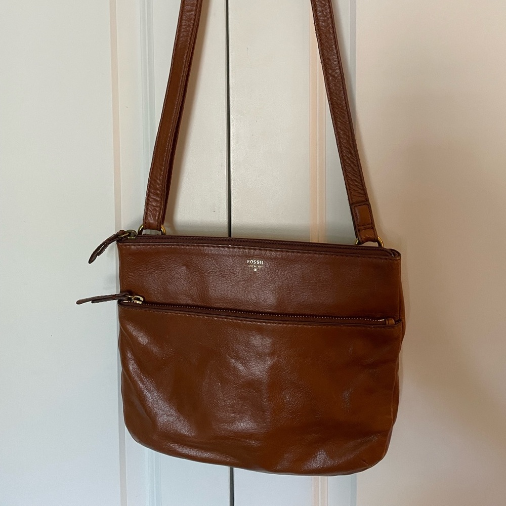 Fossil Brown Leather Crossbody Bag